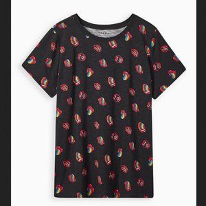 Torrid Black Multi Rainbow Kiss Lip Print Tee Plus Size 4X-26